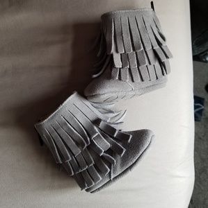 Grey minky lined suede boots